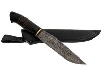 Нож Варан, сталь дамаск, рукоять граб кожа