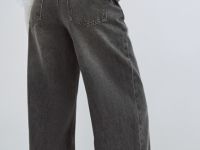 Широкие джинсы Wide leg с ремнём, Серый