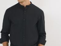 Классическая рубашка с воротником мао, Черный
