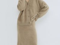 Трикотажная юбка из пушистой пряжи, Коричневый