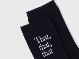 Высокие носки в рубчик с вышивкой, Синий