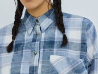 Фланелевая рубашка в клетку, Голубой