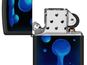 Зажигалка ZIPPO Lava Lamp с покрытием Black Light, латунь/сталь, черная,матовая 38x13x57 мм