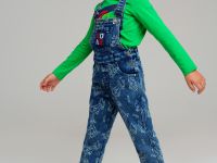 Полукомбинезон текстильный джинсовый утепленный флисом для мальчиков