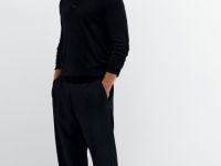 Широкие брюки с шерстью, Черный