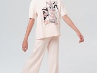 Комплект трикотажный для девочек: фуфайка (футболка), брюки