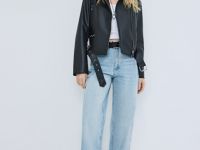 Куртка-косуха из искусственной кожи, Черный