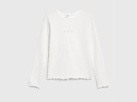 Лонгслив в рубчик для девочек, Белый