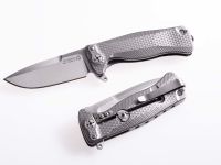 Нож складной LionSteel SR22 G (GREY) Mini, сталь Uddeholm Sleipner® Satin, рукоять титан по технологии Solid®, серый