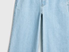 Широкие джинсы из плотного денима с ремнём, Голубой