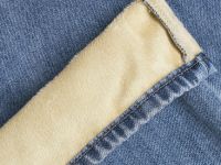 Утеплённые широкие джинсы с эффектом стирки для девочек, Синий