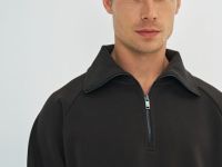 Толстовка с воротником-стойкой на молнии, Коричневый