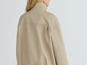 Короткая куртка с воротником-стойкой, Бежевый