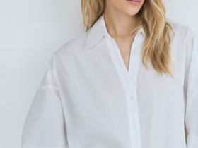 Рубашка в полоску с рукавом 3/4, Белый