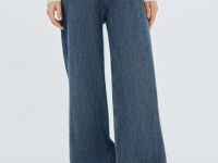 Утеплённые широкие джинсы, Синий