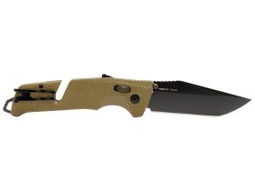 Полуавтоматический складной нож SOG Trident AT Flat Dark Earth, сталь D2, рукоять GRN, коричневый