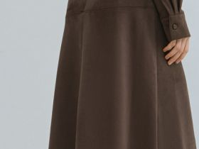 Юбка миди из искусственной замши, Коричневый