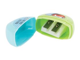 Точилка пластиковая MESHU "Best friend", 2 отверстия, ассорти