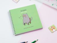 Скетчбук MESHU "Harmonicat"150*150 мм, 60 л, 120 г, на гребне, soft-touch