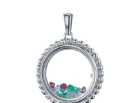 Подвеска из белого золота с бриллиантами, турмалинами, сапфировым стеклом и изумрудами э4781пд07240373