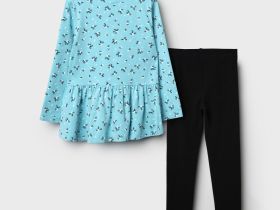 Комплект трикотажный для девочек: фуфайка (футболка с длинными рукавами), брюки (легинсы)