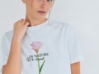 Футболка с цветочным принтом, Белый