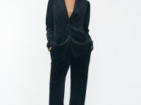 Прямые бархатные брюки, Черный