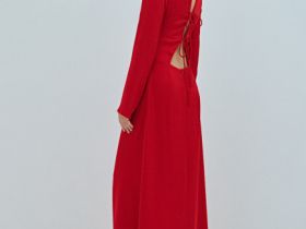 Сатиновое платье с завязками на спине, Красный