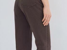 Прямые джинсы со средней посадкой, Коричневый