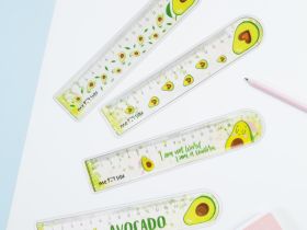 Линейка пластиковая MESHU "Avocado" 15 см, с блестками, гибкая, ассорти, европодвес