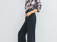 Широкие джинсы Wide leg с высокой посадкой, Серый