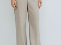 Прямые брюки из искусственной кожи, Бежевый