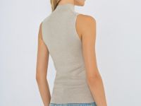 Вязаная майка с воротником-стойкой, Бежевый