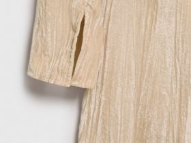 Платье мини из жатого бархата, Бежевый