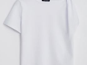 Топ из хлопка с открытым плечом и фигурным узлом