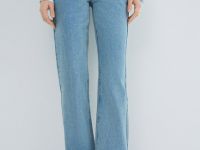 Прямые джинсы с высокой посадкой, Голубой