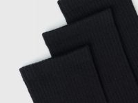 Высокие носки в рубчик, 3 пары, Черный