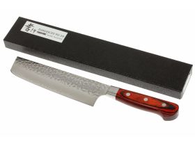 Нож кухонный накири 160 мм, Sakai Takayuki, сталь VG-10 Damascus, рукоять дерево пакка