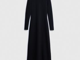 Трикотажное платье с расклёшенной юбкой, Черный