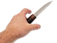 Нож Финка Карп, сталь N690, рукоять карельская береза, серый