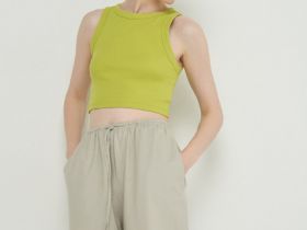 Укороченный топ в рубчик, Зеленый