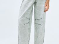 Джинсы объёмного кроя для девочек, Серый