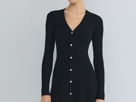 Вязаное платье мини, Черный