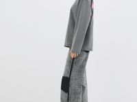 Лонгслив оверсайз с принтом, Серый