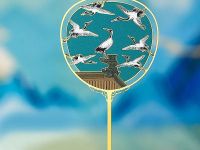 Закладка-веер для книг с кисточкой "Журавли счастья" (металл)