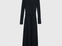 Вязаное платье с вырезом лодочкой, Черный