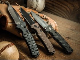 Автоматический складной нож Boker Strike Tanto, сталь AUS-8, рукоять алюминий, Coyote