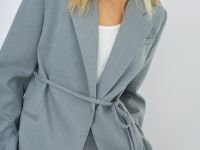 Жакет на запах с поясом, Серый