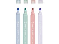 Набор текстовыделителей MESHU "Paw pastel", 4 цв., пастельные цвета, 1-4 мм, блистер с европодвесом