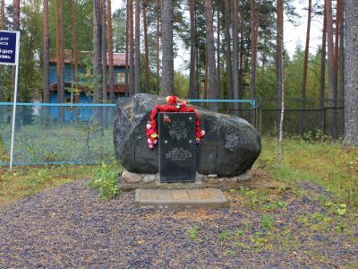 Памятник-стела воинам 272 стрелковой дивизии, которая формировалась в этом поселке в 1941 г. и принимала участие в боях за освобождение г. Тихвина от фашистских захватчиков